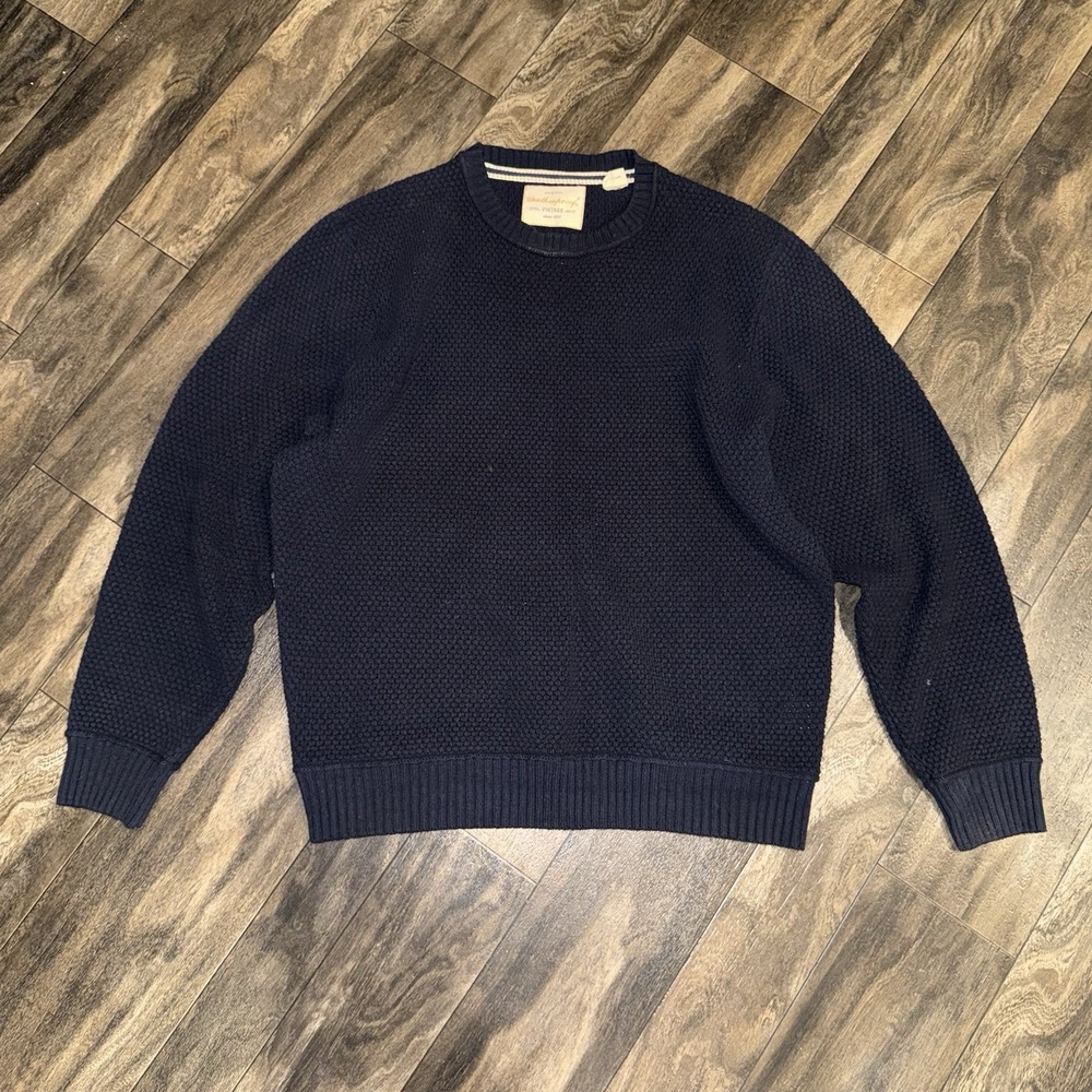Weatherproof Vintage Casual Crewneck  Pullover Sweater Men's Size XL Navy Blue